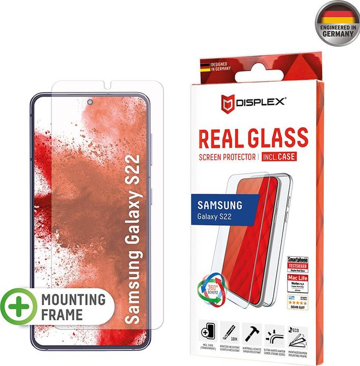 Produktbild Displex Real Glass, 2D Panzerglas + Handyhülle (1 Stück, Samsung Galaxy S22+)