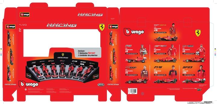 Actual product image Bburago F1 7er-Set Displaykurve Ferrari 1/43