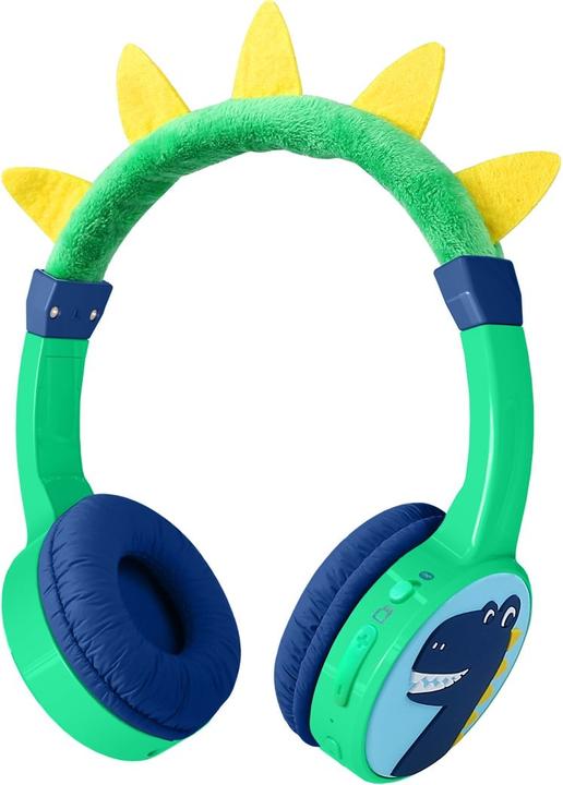 PhoneLook Casque cool sans fil Bluetooth 5.3 pour enfants avec volume atténué 85dB et design amusant Dino