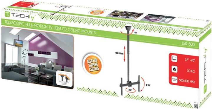 Actual product image Techly Telescopic Ceiling Long Support (Ceiling, 70", 50 kg)