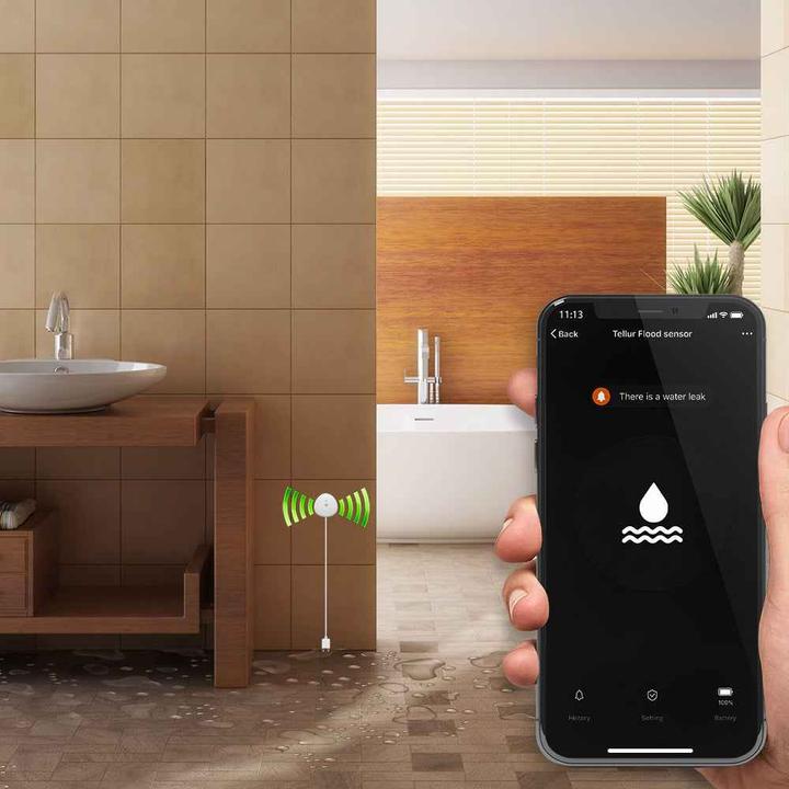 Image du produit Tellur Capteur d'inondation WiFi, AAA, blanc