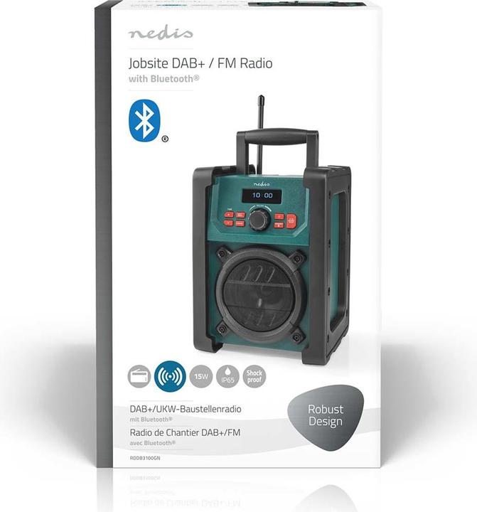 Produktbild Nedis DAB + Radio Tisch Ausführumg DAB+ / FM 2.2" Scharz-weiss Monitor Batteriebetrieben/Netzstromver (DAB+, FM, Bluetooth)