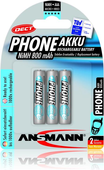 Actual product image Ansmann Phone (3 pcs., AAA, 800 mAh)