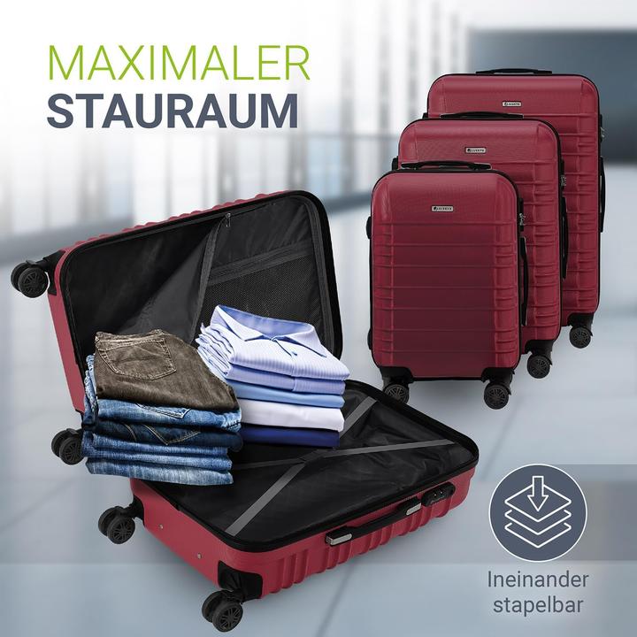Actual product image Juskys 3-teiliges Hartschalenkoffer-Set mit 360° Rollen (120 l, M (50 - 90l), XL (from 140l))