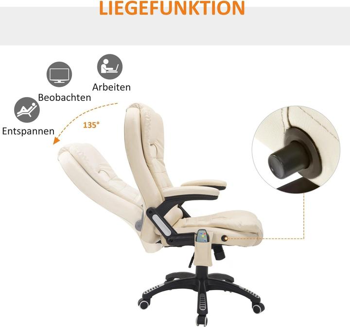 Produktbild Swisshandel24 Massagesessel Bürostuhl Gamingsessel 6 Punkt Vibrations Massage mit Wärmefunktion Kunstleder Beige