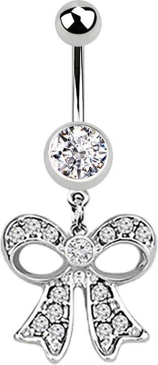 Star Piercing Banane silber mit Anhänger Masche silber (Chirurgenstahl 316L)
