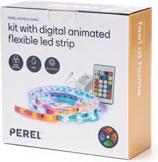 Immagine prodotto LED Strips Consumer Kit Con Striscia LED Flessibile Animata Digitale, Controller E Alimentazione - RGB - 150 LED - 5 m (RGB, 500 cm, Interno)
