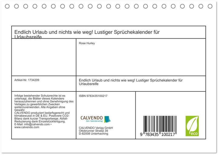 Immagine prodotto Endlich Urlaub und nichts wie weg! Lustiger Sprchekalender fr Urlaubsreife (Tischkalender 2025 (A5, Tedesco)