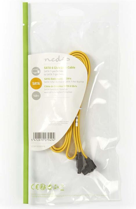 Immagine prodotto Nedis Cavo SATA 6 Gbps SATA 7-Pin femmina SATA 7-Pin femmina PVC 1,00 m PVC piatto Giallo Polybag