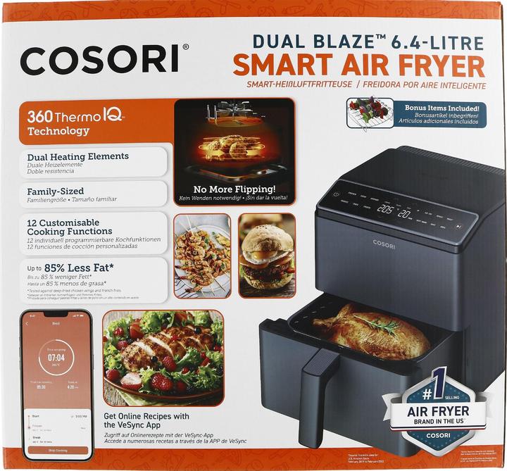 Immagine prodotto Cosori Friggitrice ad aria Dual Blaze XXL 6,4 l, 1700 W