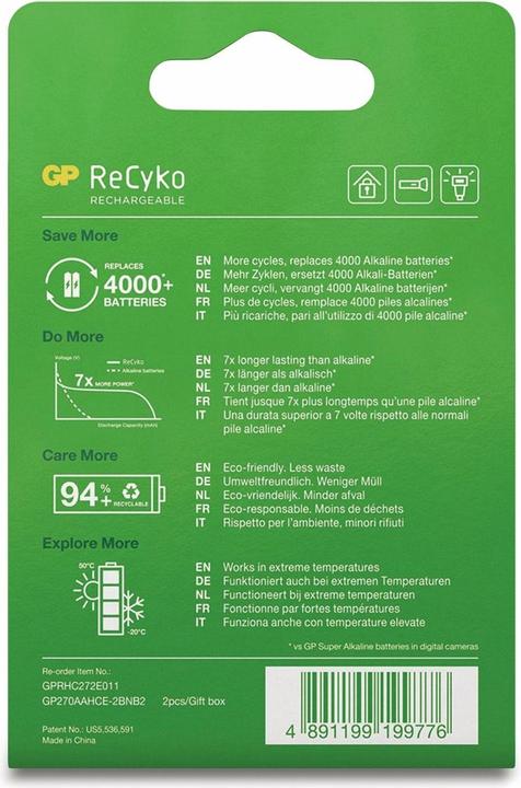 Image du produit GP Batteries ReCyko (1 pcs, AA, 2600 mAh)