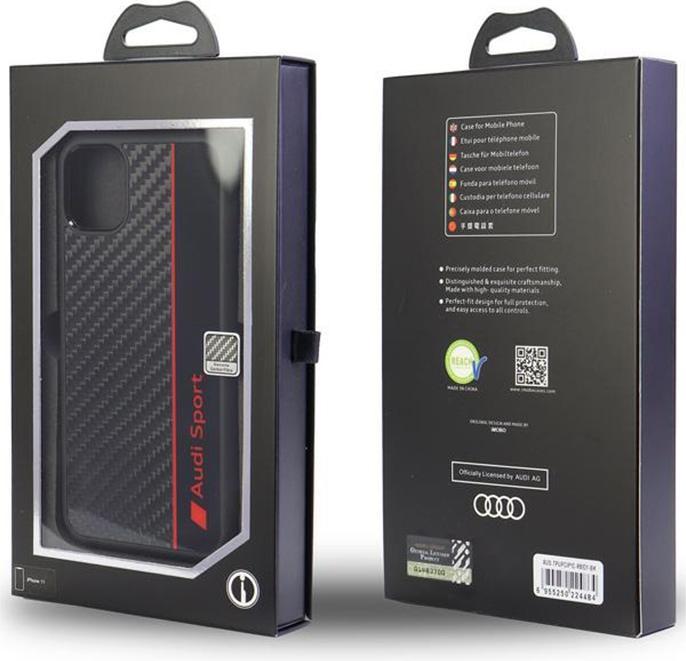 Produktbild Audi Carbon Fiber Stripe iPhone 12/12 Pro 6.1" czarny/black hardcase AUS-TPUPCIP12P-R8/D1-BK (Apple iPhone 12, Apple iPhone 12 Pro)