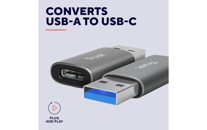 Actual product image Trust Calyx USB-A To USB-C Adapter 2p (USB-C, USB-A, 4.10 cm)