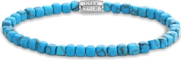 Rebel Rose - Turquoise beaded bracelet Roll The Dice RR-40094-S - Dimension: 17.5 cm - M (M) (18 cm, Acero inoxidable, Turquesa)