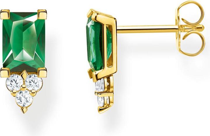 Thomas Sabo Ohrstecker Weisser Stein Gold (925 Sterlingsilber, 750 Gelbgold Vergoldung)