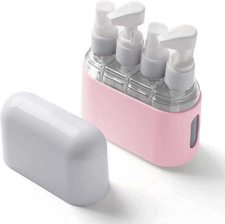 Actual product image Swissdetector Practical and Elegant 4 in 1 Travel Bottle Set - 50Ml - Pink (Liquid bags)