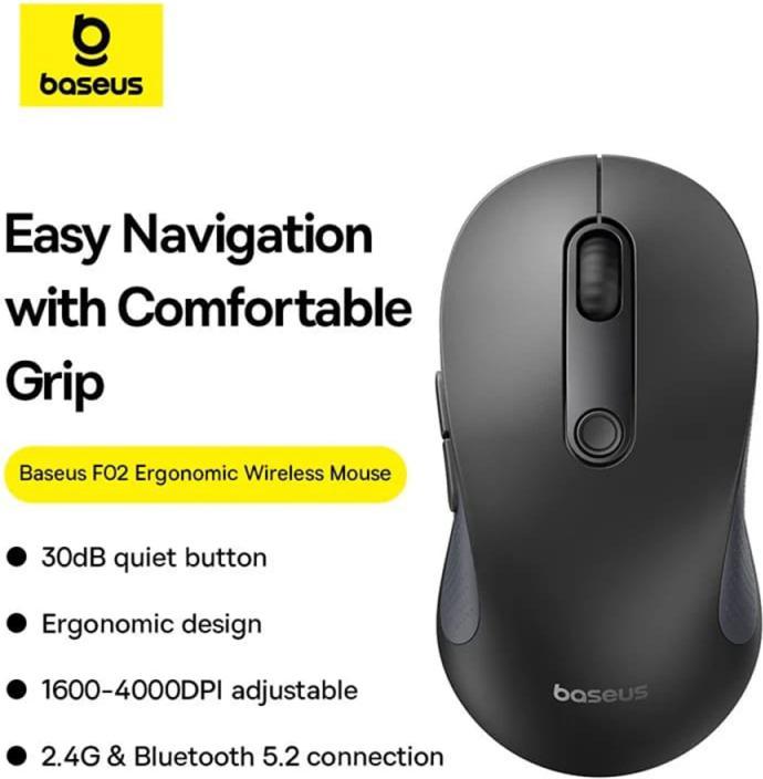 Produktbild Baseus F02, 4000DPI, BT / Wi-Fi, schwarz