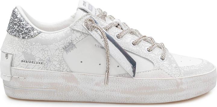 Crime London Crime deluxe heel sneakers in leather and suede color white and silver (41)