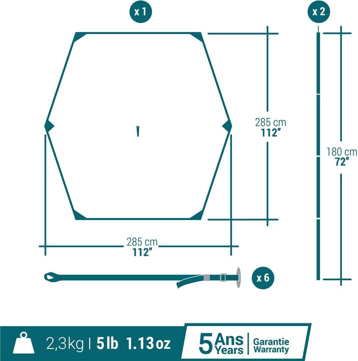 Image du produit Quechua Tarp Bâche de protection multifonctionnelle (Bâche, 2.39 kg, 4 personnes)