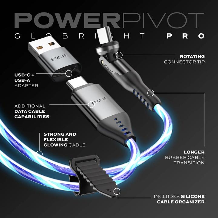 Immagine prodotto Statik 360° drehbares & glowing USB- Cavo C-C 0,9 m (1 m, USB 2.0, 60 W)