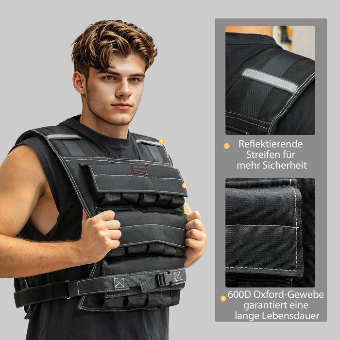 Produktbild Swisshandel24 verstellbare Gewichtsweste 20kg mit Reflektierenden Streifen, Trainingsweste