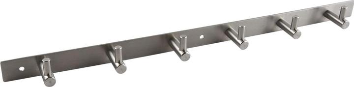 Alles im griff Garderobenleiste Linosa mit 6 Haken, Breite 460 mm, Edelstahl gebürstet