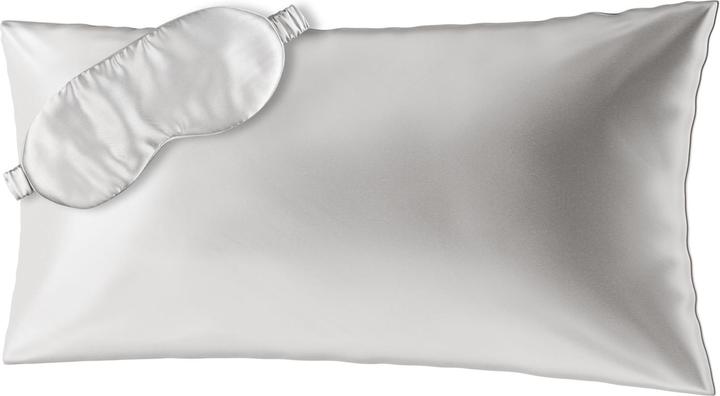 Ailoria BEAUTY SLEEP SET Silk Zipper Pillowcase (40x80) (white) with eye mask (Kopfkissenbezug, 40 x 80 cm)