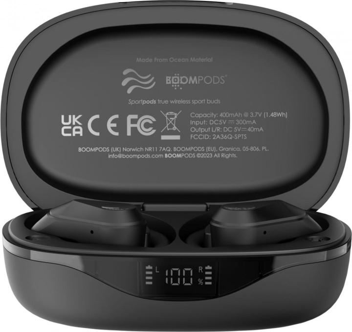 Image du produit Boompods Sportpods Ocean TWS Noir (ANC, 6 h, Sans fil)