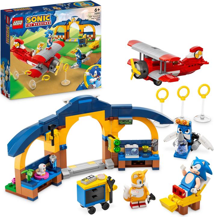 Actual product image LEGO Tails' tornado plane with workshop (76991, LEGO Sonic)