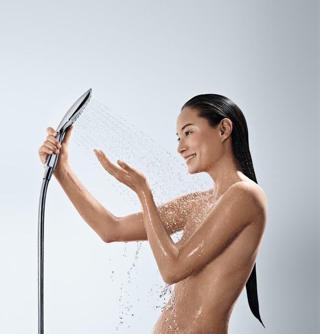Produktbild hansgrohe HG Handbr RAINDANCE SELECT E 150 3jet DN 15, EcoSmart Version chrom (3 Strahlarten, 9 l/min)