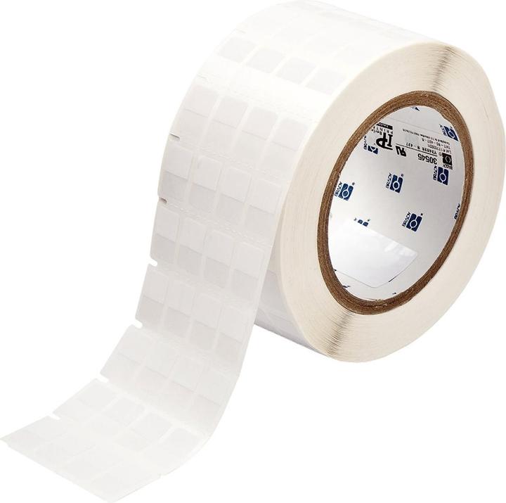 Actual product image Brady THT-80-427-5, self-laminating vinyl, white/transparent, 12.70 x 9.53(19.05) mm, permanent