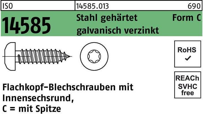 Productafbeelding Zelftappende schroef ISO 14585 met binnenzeskant/punt 3.9 x 13 -C-T20 Gegalvaniseerd staal (1000 Schroeven per stuk)