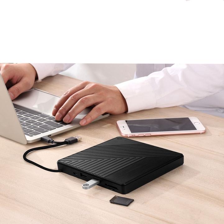 Produktbild Apfelkiste Externes Laufwerk Brenner Slim USB C/USB 3.0 DVD-RW Laufwerk & SD/MicroSD Reader für MacBook/Laptop (CD Brenner, DVD Brenner)