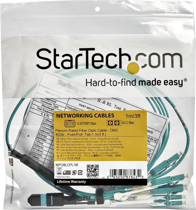 Immagine prodotto StarTech MPO/MTP to LC Breakout Cable - Plenum-Ra (1 m)
