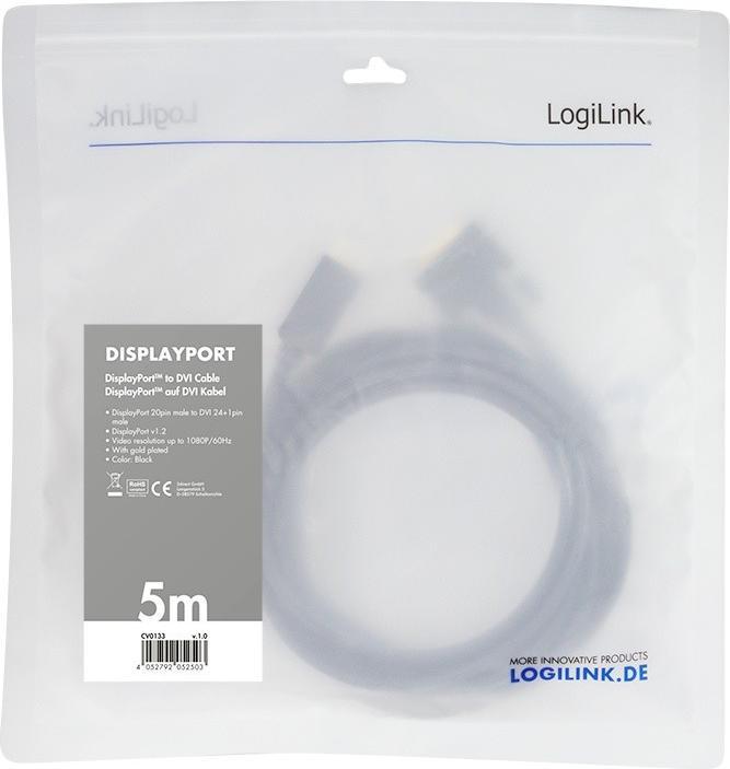 Actual product image LogiLink DisplayPort — DVI (5 m, DisplayPort)