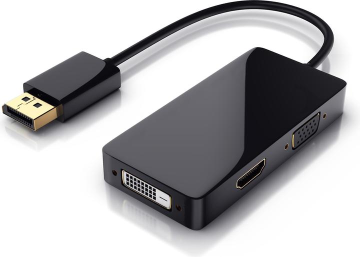 CSL Adaptateur DisplayPort vers HDMI + DVI + VGA (DVI, HDMI, VGA, 10 cm)