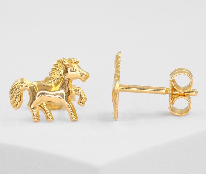 Actual product image Muau Stud earrings horse yellow gold 750, 9mm (750/18K yellow gold)