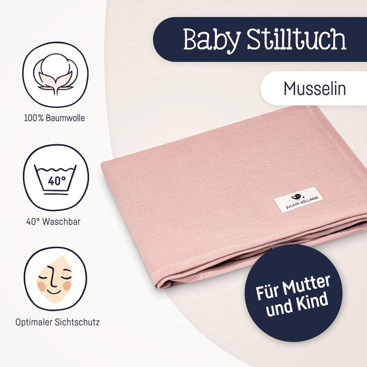 Julius Zöllner Copertina per allattamento in mussola Dusty Rose (18 cm, 47 cm)