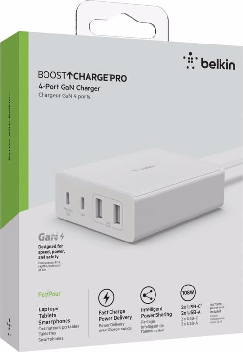 Immagine prodotto Belkin Boost Charge Pro 4-Port GaN Charger (108 W)