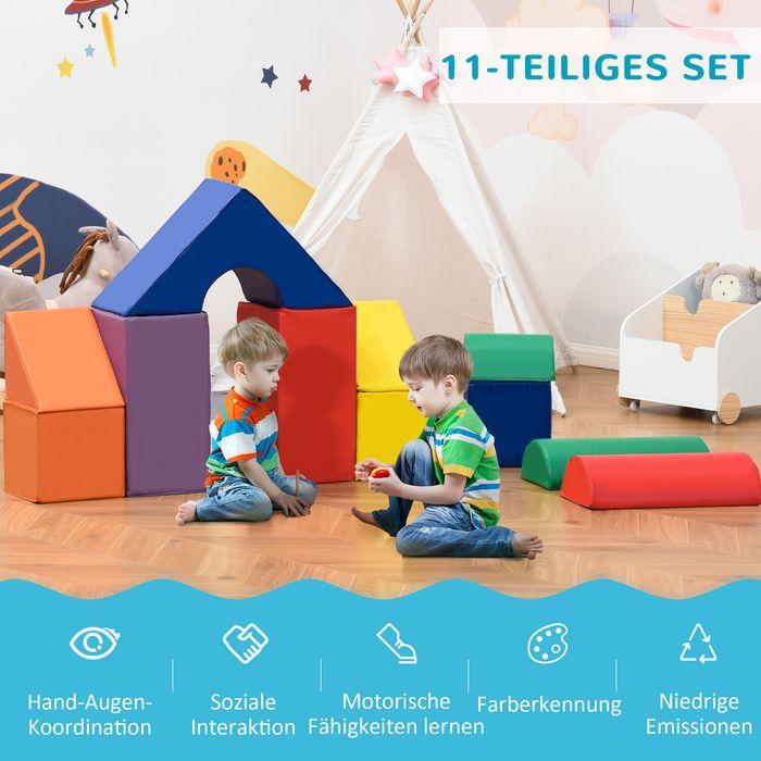 Produktbild Swisshandel24 11-tlg. Softbausteine, Schaumstoffbausteine, Bausteinset zum Toben, Klettern, weiche Riesenbausteine