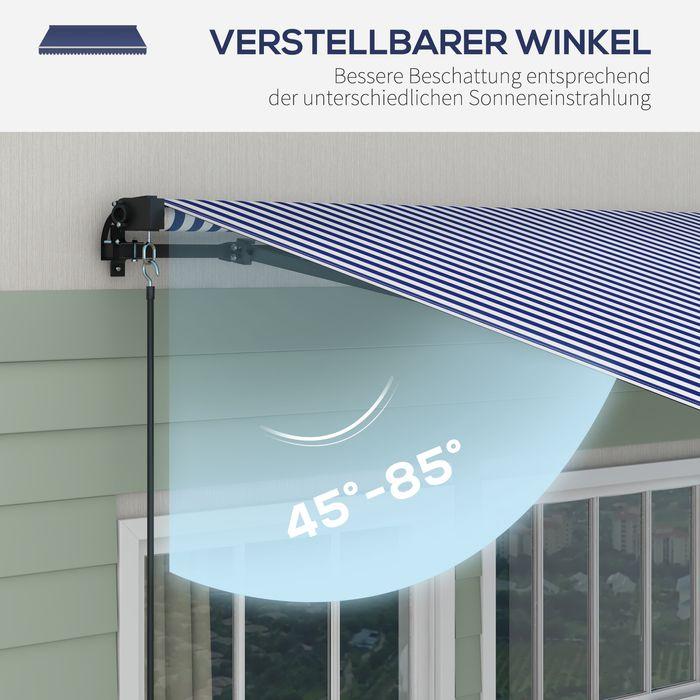 Image du produit Swisshandel24 Markise 4x3m Wandmontage mit Handkurbel, Sonnenschutz, Alu, Blau+Weiss (3.96 m)