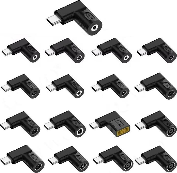 Productafbeelding PowerGuard 17-teiliges DC-zu-USB-C Adapter-Set (PD 5V/9V/20V max. 65W) (65 W)