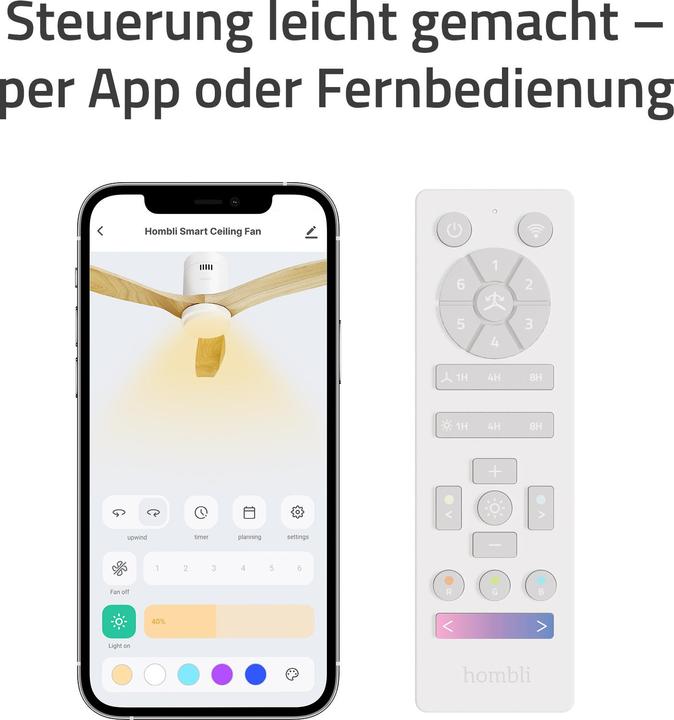 Actual product image Hombli Deckenventilator mit Licht (43 dB)