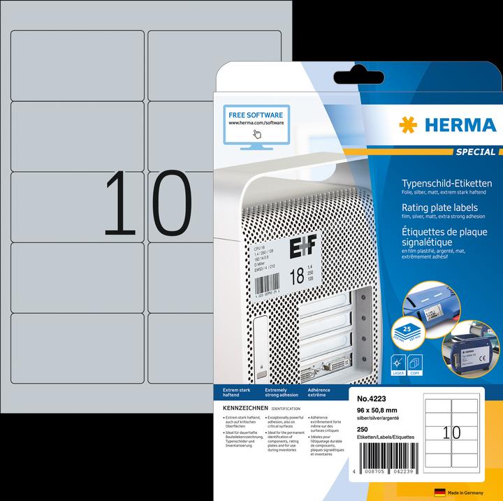 Produktbild HERMA Typenschild Etiketten A4