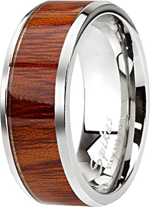 Star Piercing Ring silber Holzeinlage (ohne Messing, Chirurgenstahl 316L)