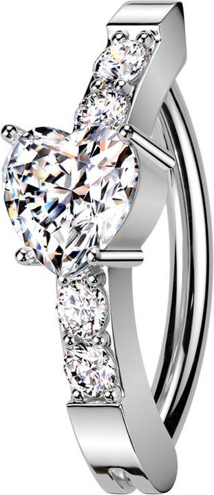 Hollywood Body Jewelry Banane klappbar silber Schild vier runde ein Herz Kristall silber (Chirurgenstahl 316L, Messing)