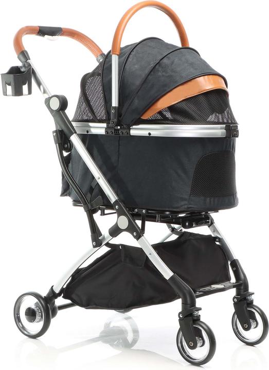 Fudajo Passeggino per cani 2in1 Pieghevole per cani Nero Passeggino per animali domestici con borsa per il (Cane, Pieghevole)
