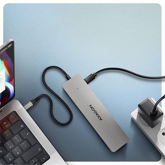 Actual product image Axagon HMC-7HX2 USB-C 5Gbps DUAL 4K DISPLAY 7in1 hub (USB-C, 7 Ports)