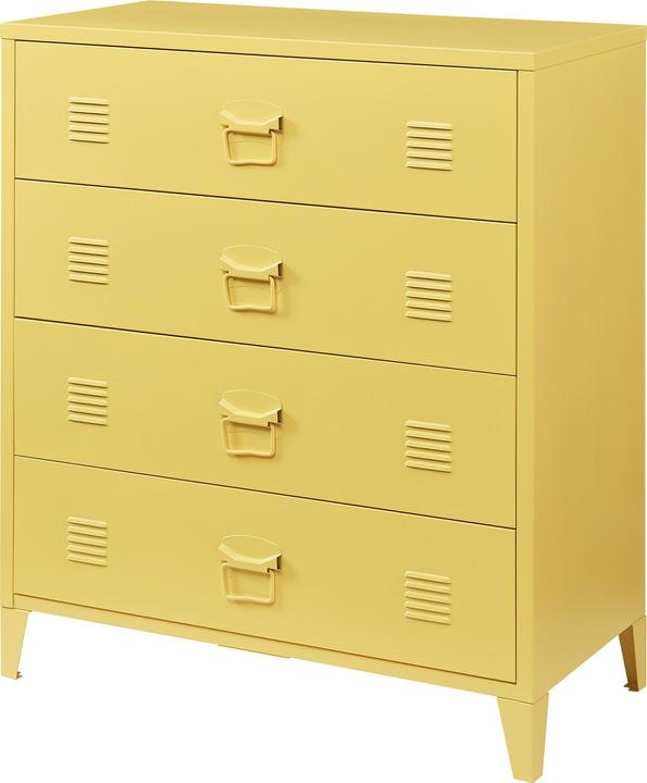 Produktbild En.Casa Metallschrank Hämeenlinna mit 4 Schubladen 80x40x92 cm Gelb (92 x 80 x 40 cm)