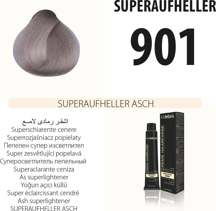Produktbild FemMas 901) Haarfarbe Superaufheller Asch 100ml